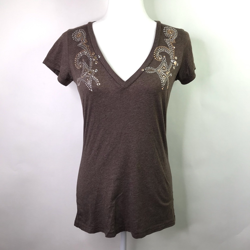 ROCK 47 WRANGLER Western short sleeve v-neck tee L